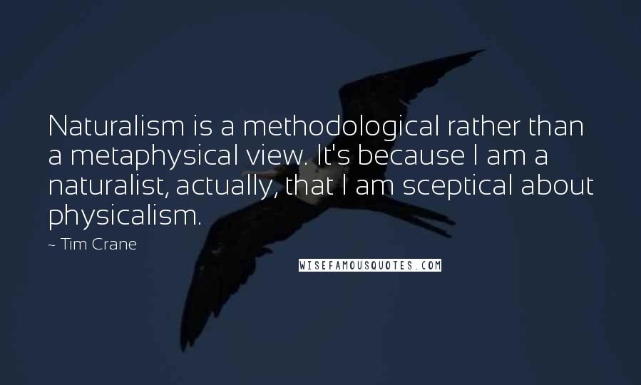 Tim Crane Quotes: Naturalism is a methodological rather than a metaphysical view. It's because I am a naturalist, actually, that I am sceptical about physicalism.