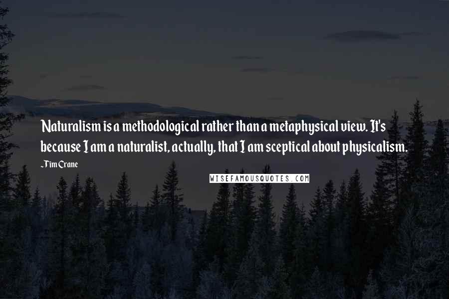 Tim Crane Quotes: Naturalism is a methodological rather than a metaphysical view. It's because I am a naturalist, actually, that I am sceptical about physicalism.