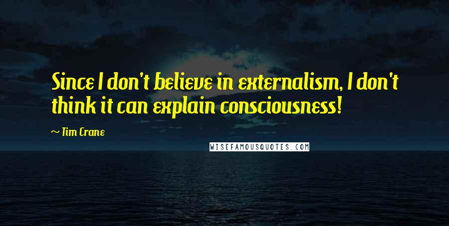 Tim Crane Quotes: Since I don't believe in externalism, I don't think it can explain consciousness!