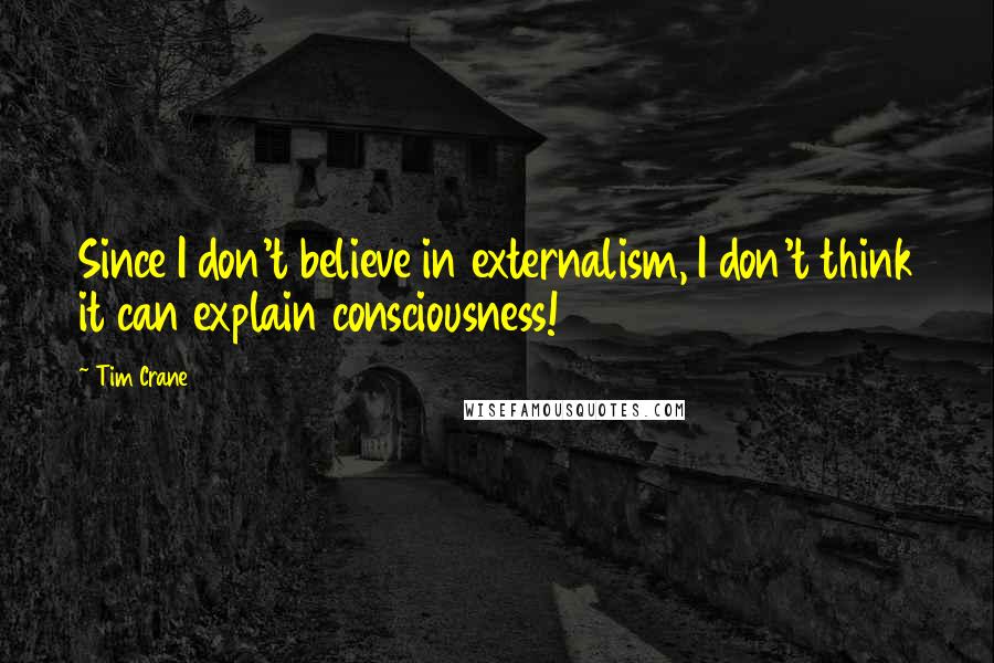 Tim Crane Quotes: Since I don't believe in externalism, I don't think it can explain consciousness!