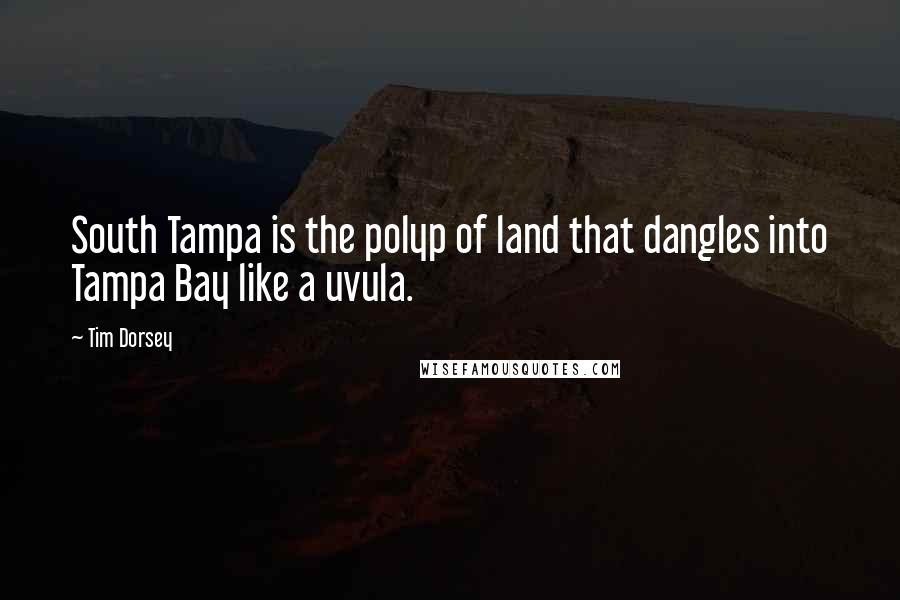 Tim Dorsey Quotes: South Tampa is the polyp of land that dangles into Tampa Bay like a uvula.