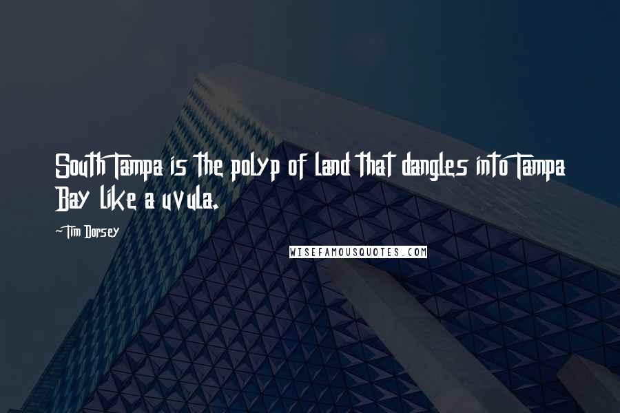 Tim Dorsey Quotes: South Tampa is the polyp of land that dangles into Tampa Bay like a uvula.