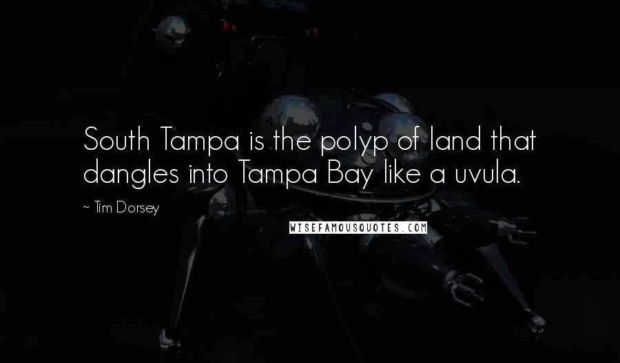 Tim Dorsey Quotes: South Tampa is the polyp of land that dangles into Tampa Bay like a uvula.