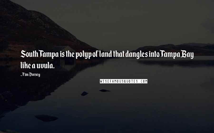 Tim Dorsey Quotes: South Tampa is the polyp of land that dangles into Tampa Bay like a uvula.