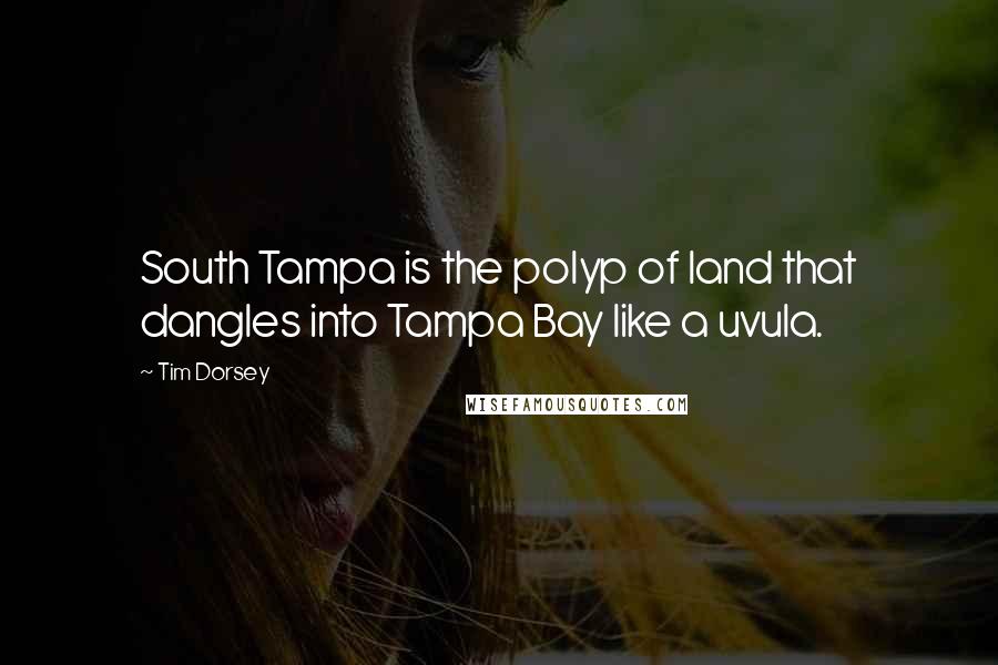 Tim Dorsey Quotes: South Tampa is the polyp of land that dangles into Tampa Bay like a uvula.