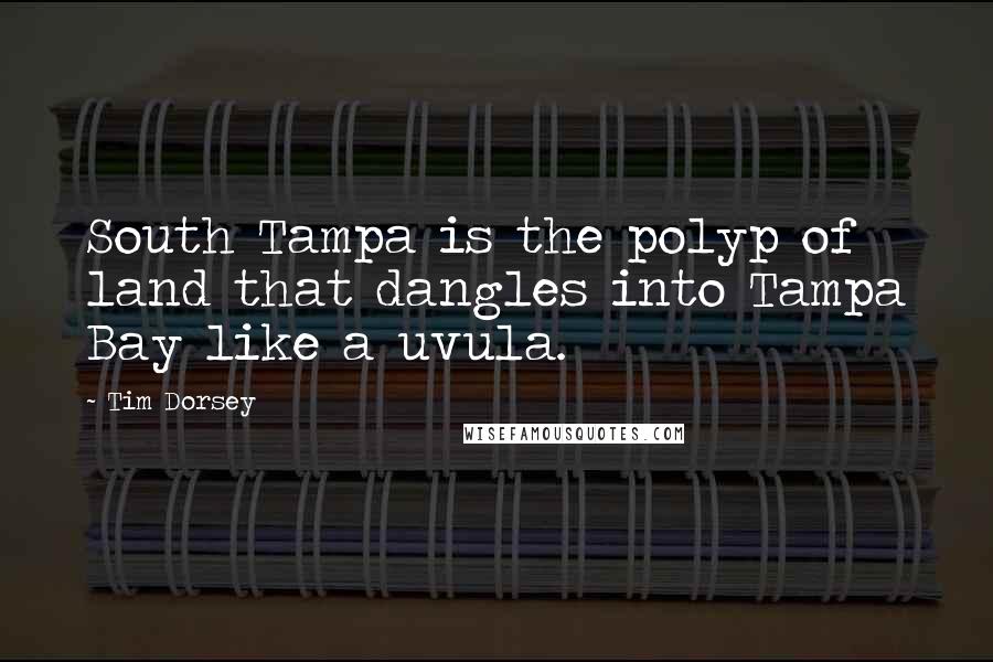 Tim Dorsey Quotes: South Tampa is the polyp of land that dangles into Tampa Bay like a uvula.