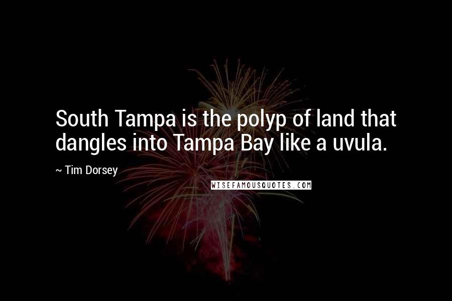 Tim Dorsey Quotes: South Tampa is the polyp of land that dangles into Tampa Bay like a uvula.