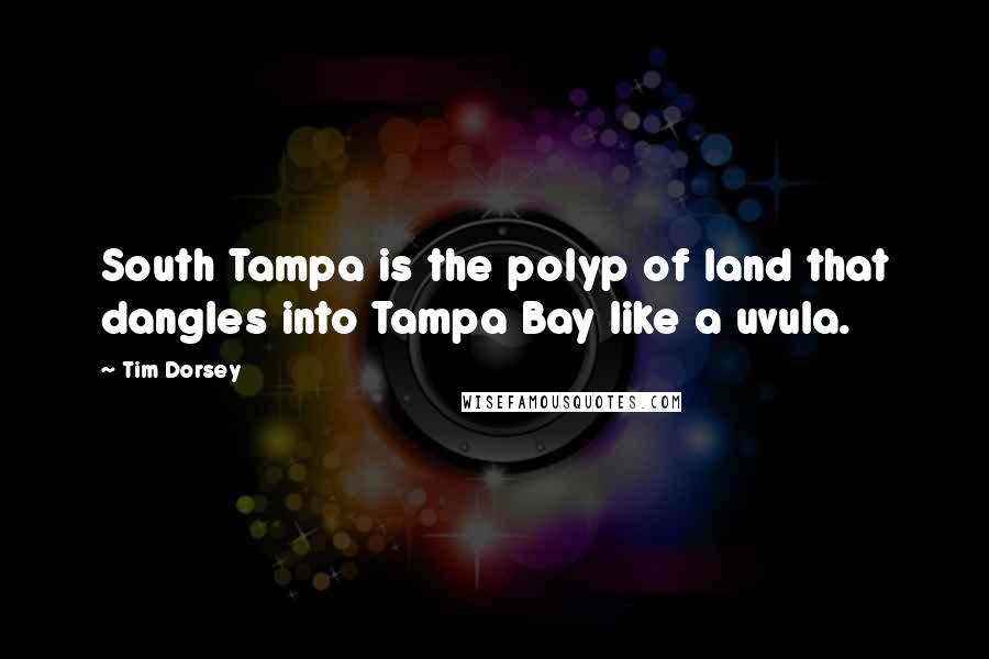 Tim Dorsey Quotes: South Tampa is the polyp of land that dangles into Tampa Bay like a uvula.