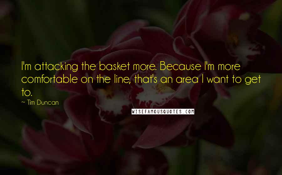 Tim Duncan Quotes: I'm attacking the basket more. Because I'm more comfortable on the line, that's an area I want to get to.