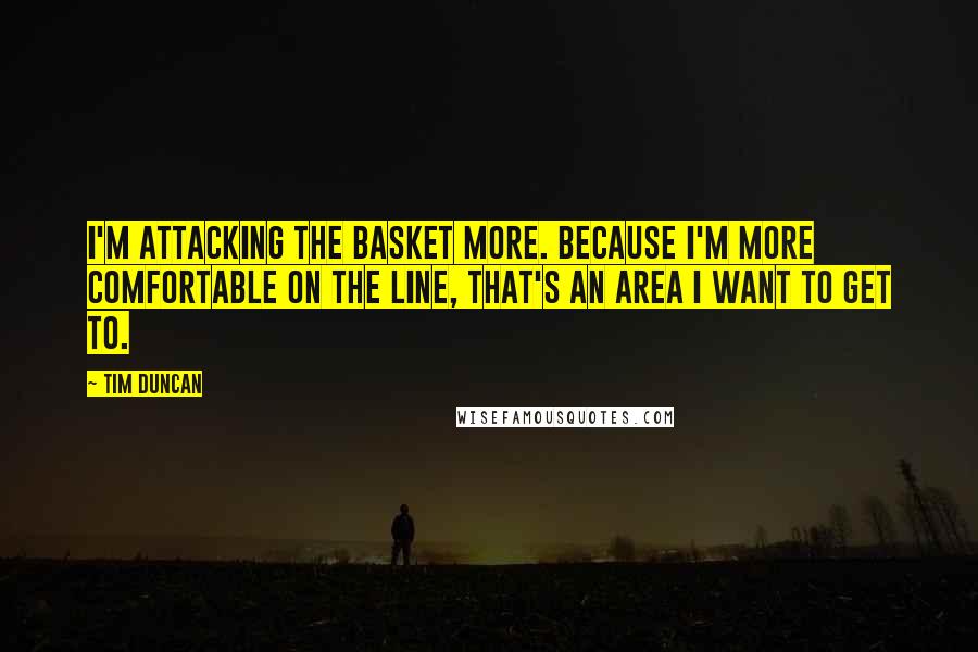 Tim Duncan Quotes: I'm attacking the basket more. Because I'm more comfortable on the line, that's an area I want to get to.