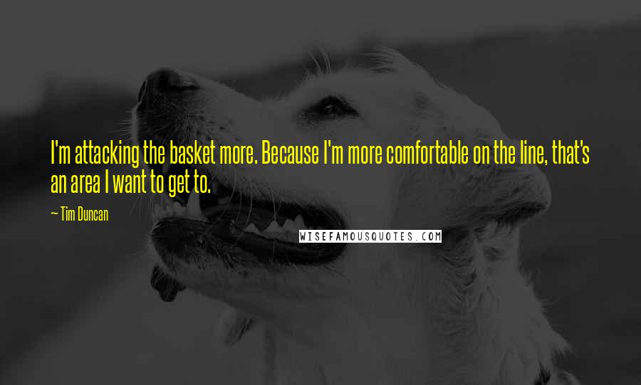 Tim Duncan Quotes: I'm attacking the basket more. Because I'm more comfortable on the line, that's an area I want to get to.