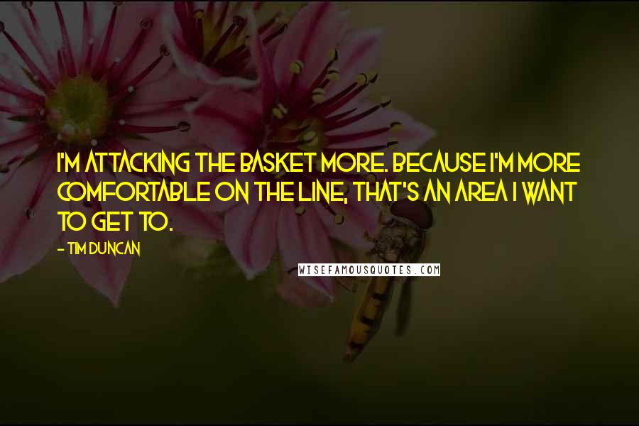Tim Duncan Quotes: I'm attacking the basket more. Because I'm more comfortable on the line, that's an area I want to get to.
