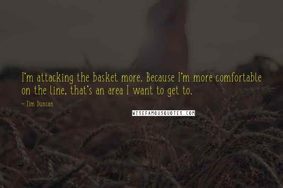 Tim Duncan Quotes: I'm attacking the basket more. Because I'm more comfortable on the line, that's an area I want to get to.