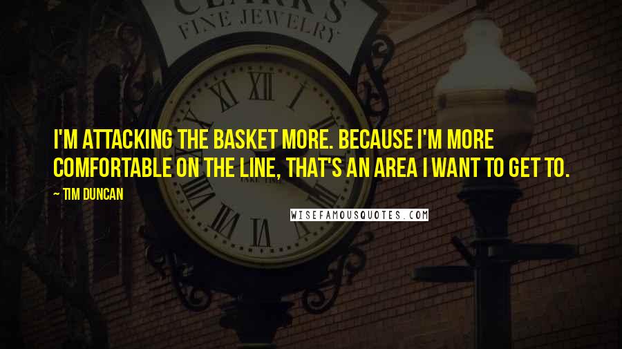Tim Duncan Quotes: I'm attacking the basket more. Because I'm more comfortable on the line, that's an area I want to get to.