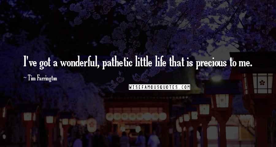 Tim Farrington Quotes: I've got a wonderful, pathetic little life that is precious to me.