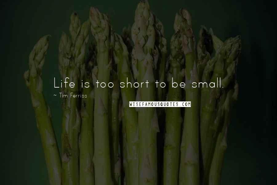 Tim Ferriss Quotes: Life is too short to be small.