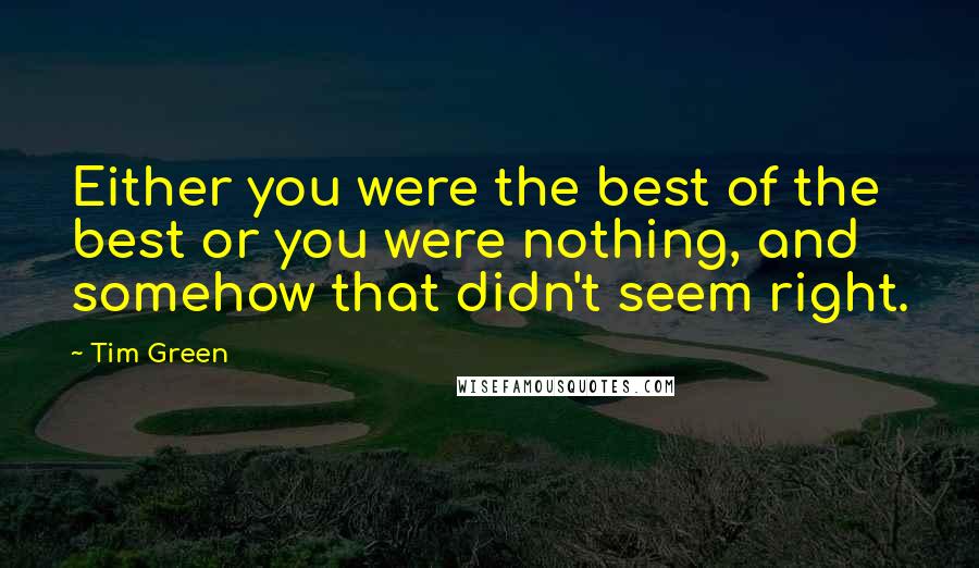 Tim Green Quotes: Either you were the best of the best or you were nothing, and somehow that didn't seem right.