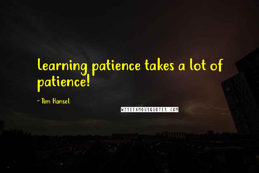 Tim Hansel Quotes: Learning patience takes a lot of patience!