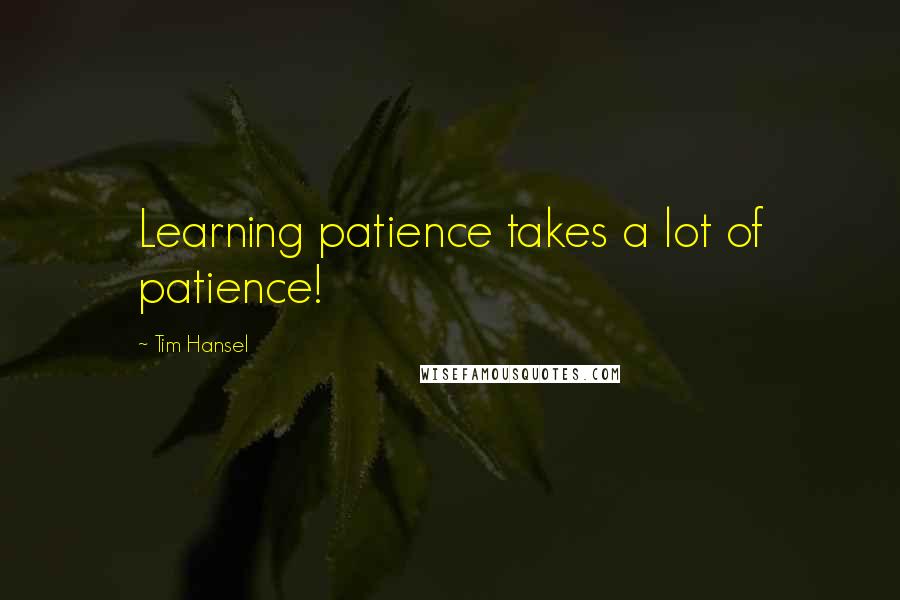 Tim Hansel Quotes: Learning patience takes a lot of patience!