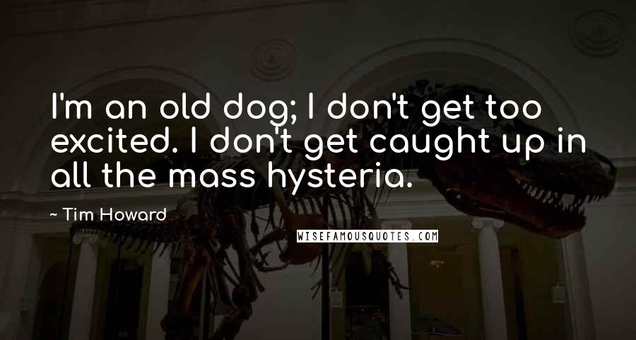 Tim Howard Quotes: I'm an old dog; I don't get too excited. I don't get caught up in all the mass hysteria.