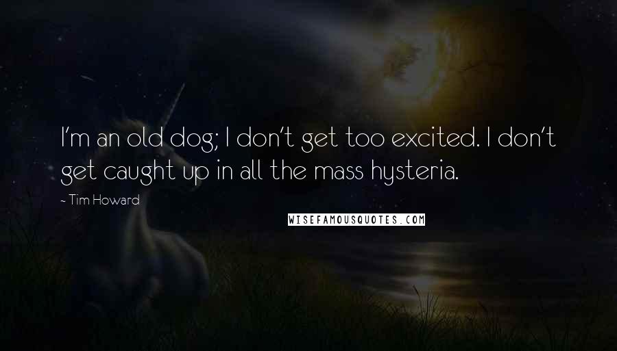 Tim Howard Quotes: I'm an old dog; I don't get too excited. I don't get caught up in all the mass hysteria.