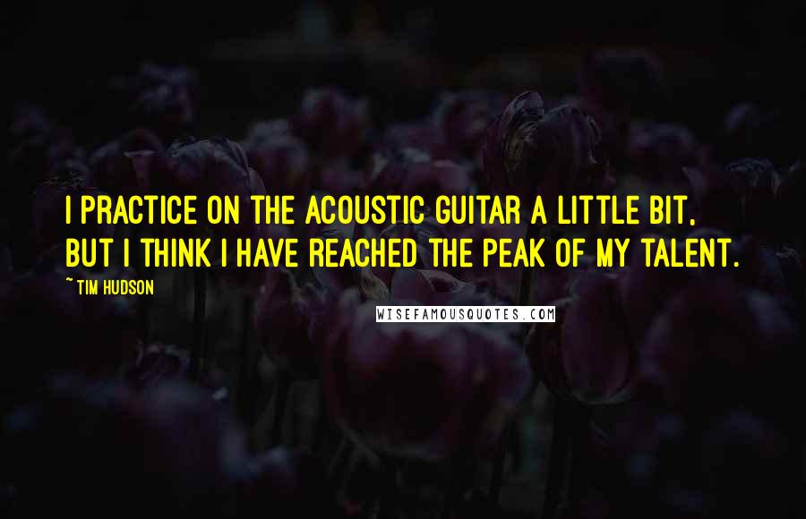 Tim Hudson Quotes: I practice on the acoustic guitar a little bit, but I think I have reached the peak of my talent.