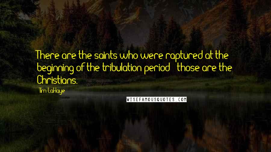 Tim LaHaye Quotes: There are the saints who were raptured at the beginning of the tribulation period - those are the Christians.