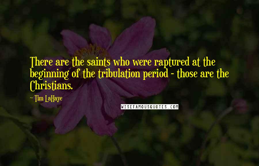 Tim LaHaye Quotes: There are the saints who were raptured at the beginning of the tribulation period - those are the Christians.