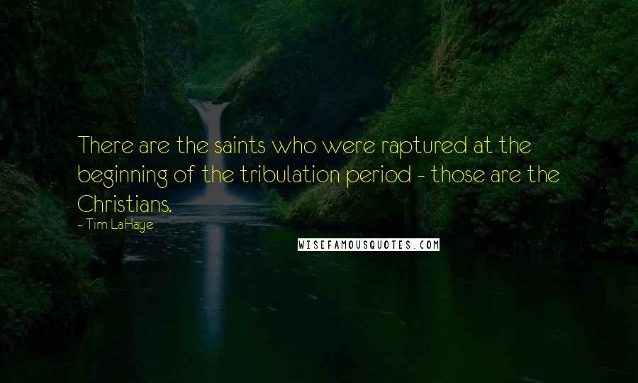 Tim LaHaye Quotes: There are the saints who were raptured at the beginning of the tribulation period - those are the Christians.