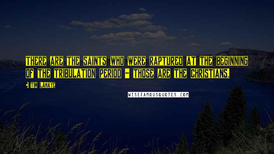 Tim LaHaye Quotes: There are the saints who were raptured at the beginning of the tribulation period - those are the Christians.