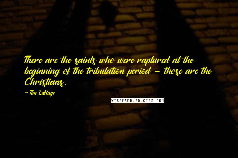 Tim LaHaye Quotes: There are the saints who were raptured at the beginning of the tribulation period - those are the Christians.