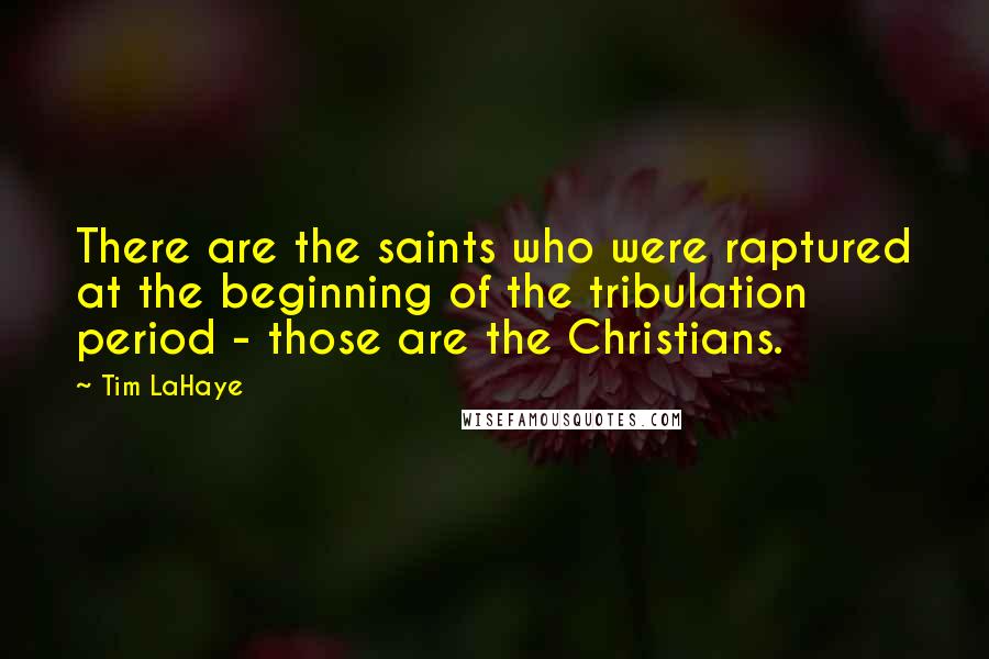 Tim LaHaye Quotes: There are the saints who were raptured at the beginning of the tribulation period - those are the Christians.