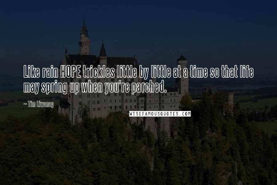 Tim Liwanag Quotes: Like rain HOPE trickles little by little at a time so that life may spring up when you're parched.