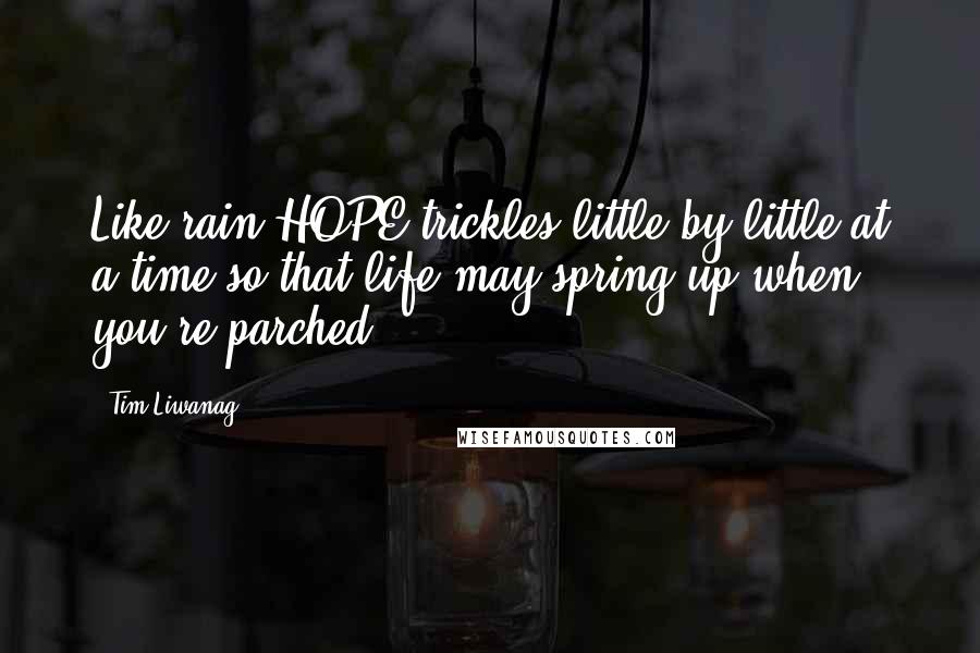 Tim Liwanag Quotes: Like rain HOPE trickles little by little at a time so that life may spring up when you're parched.