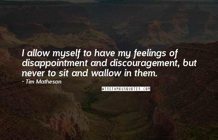 Tim Matheson Quotes: I allow myself to have my feelings of disappointment and discouragement, but never to sit and wallow in them.