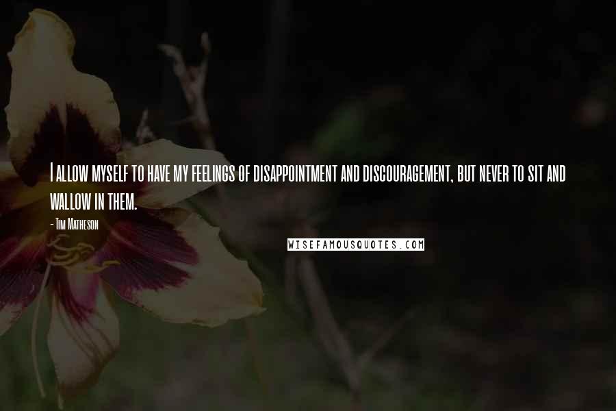 Tim Matheson Quotes: I allow myself to have my feelings of disappointment and discouragement, but never to sit and wallow in them.