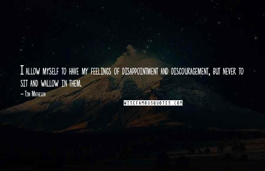 Tim Matheson Quotes: I allow myself to have my feelings of disappointment and discouragement, but never to sit and wallow in them.