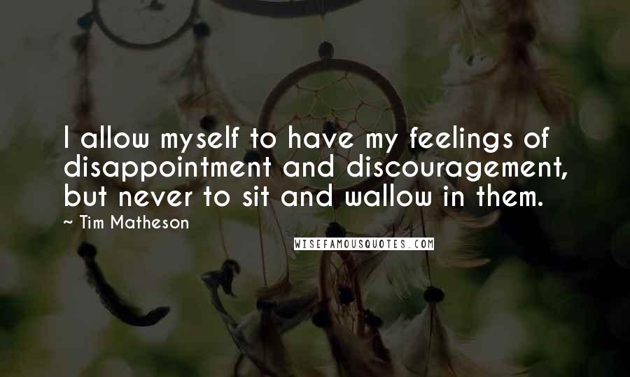 Tim Matheson Quotes: I allow myself to have my feelings of disappointment and discouragement, but never to sit and wallow in them.
