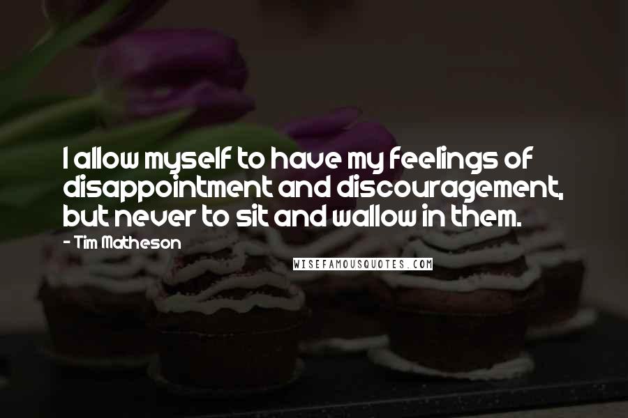 Tim Matheson Quotes: I allow myself to have my feelings of disappointment and discouragement, but never to sit and wallow in them.