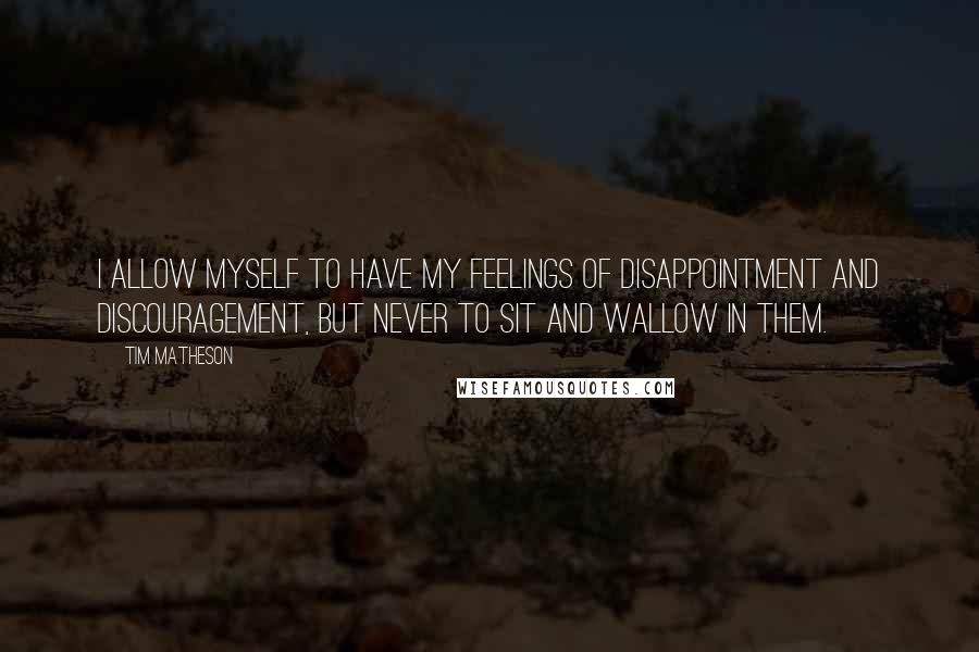 Tim Matheson Quotes: I allow myself to have my feelings of disappointment and discouragement, but never to sit and wallow in them.