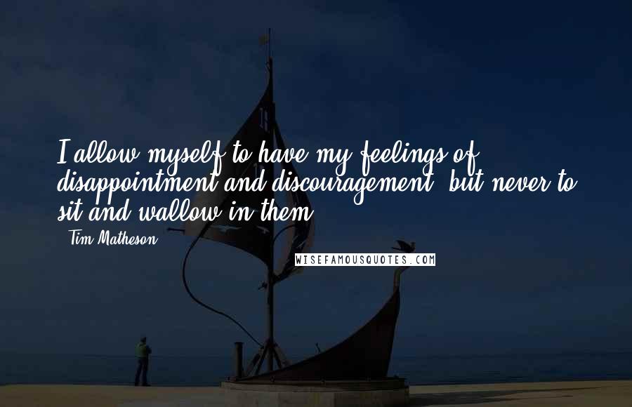 Tim Matheson Quotes: I allow myself to have my feelings of disappointment and discouragement, but never to sit and wallow in them.