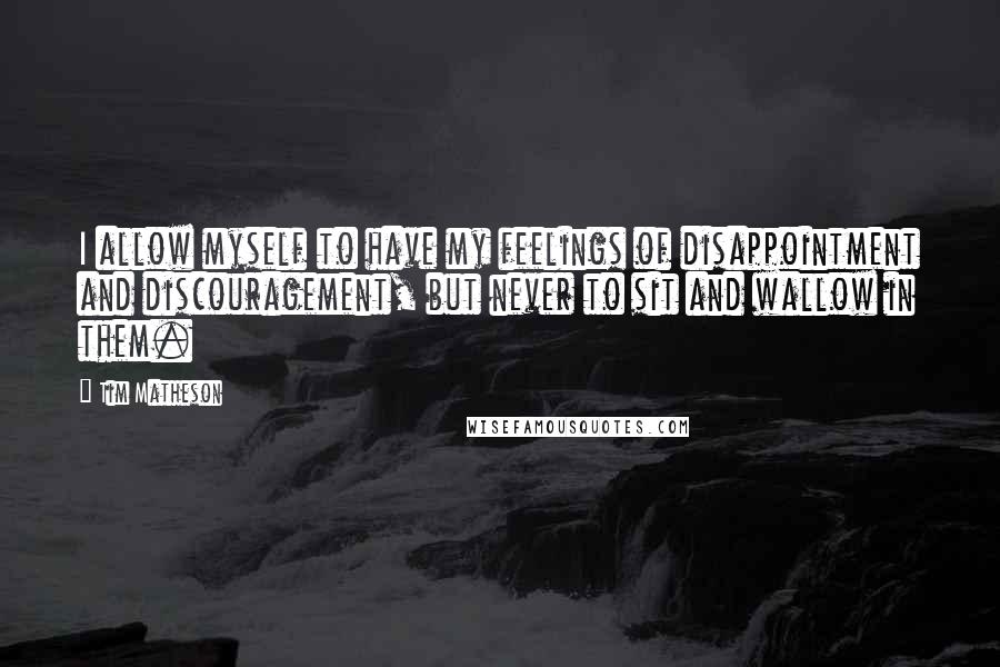 Tim Matheson Quotes: I allow myself to have my feelings of disappointment and discouragement, but never to sit and wallow in them.