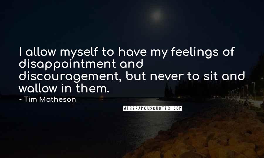 Tim Matheson Quotes: I allow myself to have my feelings of disappointment and discouragement, but never to sit and wallow in them.