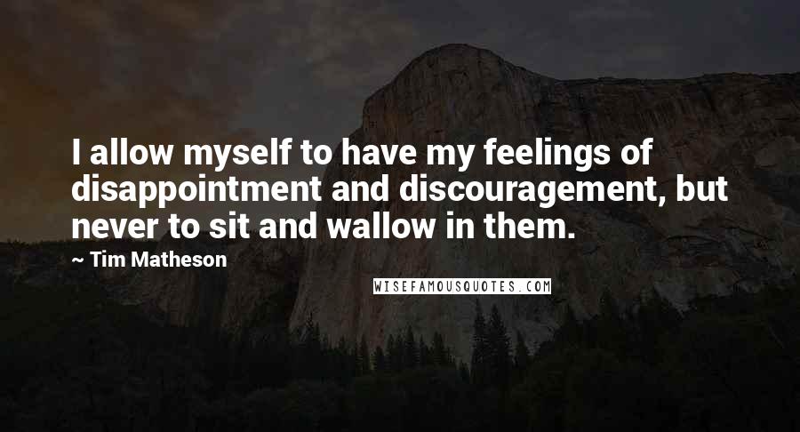 Tim Matheson Quotes: I allow myself to have my feelings of disappointment and discouragement, but never to sit and wallow in them.