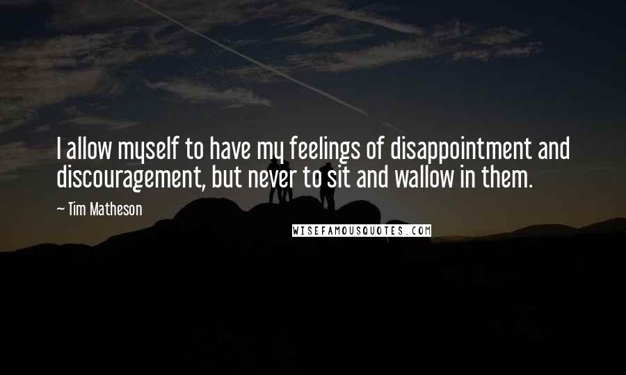 Tim Matheson Quotes: I allow myself to have my feelings of disappointment and discouragement, but never to sit and wallow in them.
