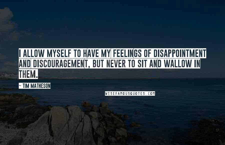 Tim Matheson Quotes: I allow myself to have my feelings of disappointment and discouragement, but never to sit and wallow in them.