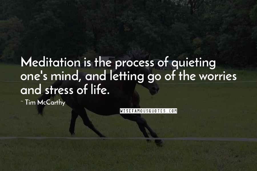 Tim McCarthy Quotes: Meditation is the process of quieting one's mind, and letting go of the worries and stress of life.