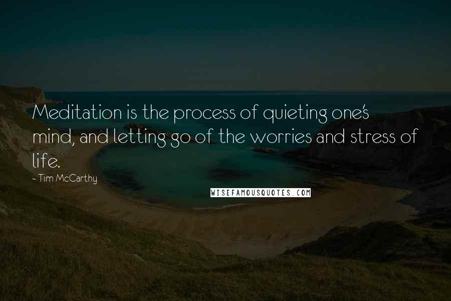 Tim McCarthy Quotes: Meditation is the process of quieting one's mind, and letting go of the worries and stress of life.