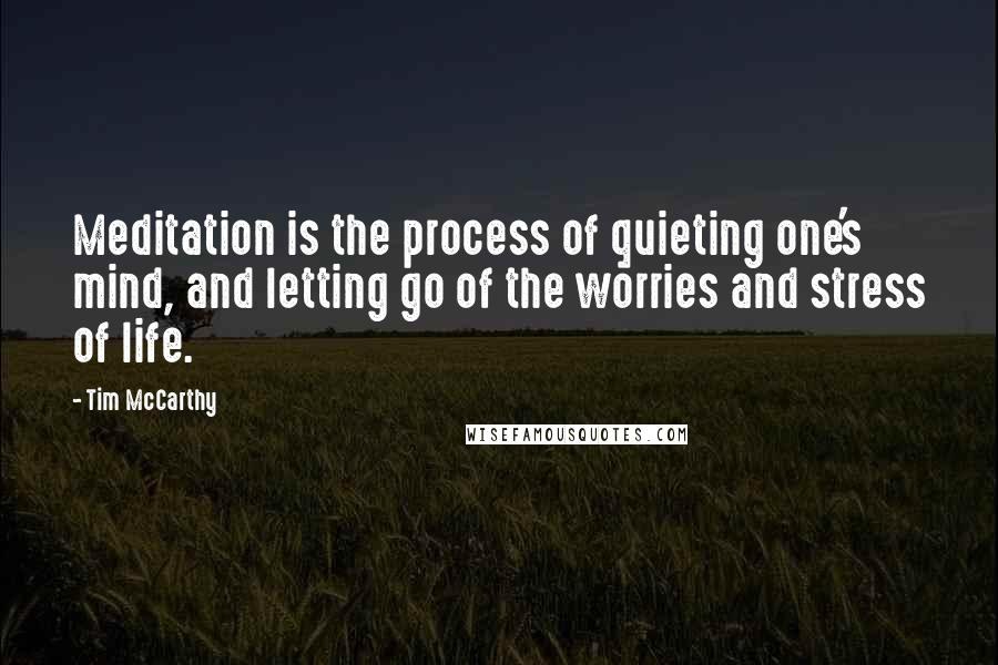 Tim McCarthy Quotes: Meditation is the process of quieting one's mind, and letting go of the worries and stress of life.