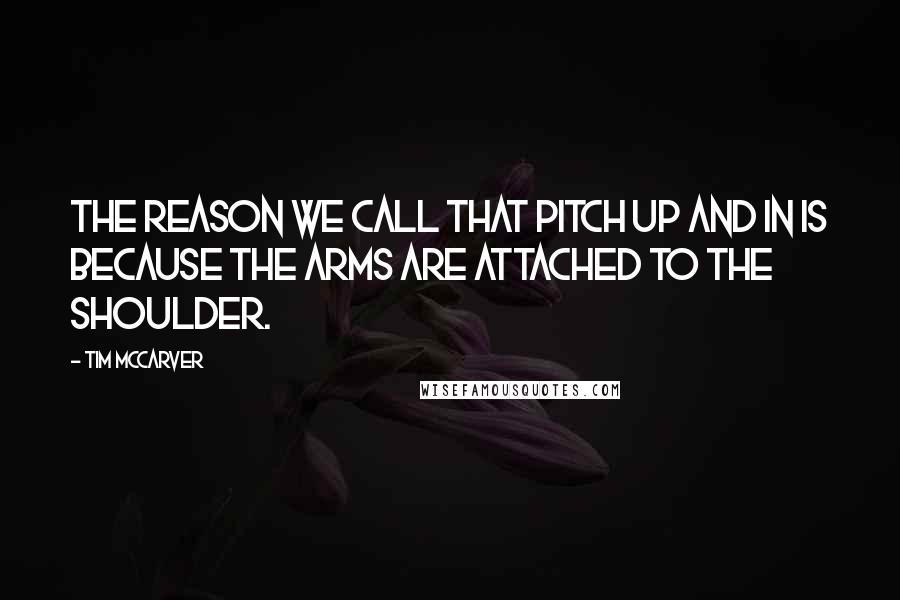 Tim McCarver Quotes: The reason we call that pitch up and in is because the arms are attached to the shoulder.